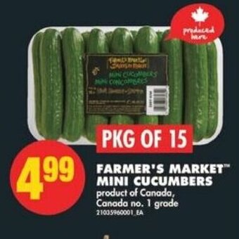 No Frills FARMER'S MARKET™ MINI CUCUMBERS PKG OF 15 offer