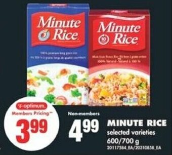 No Frills MINUTE RICE 600/700 g offer