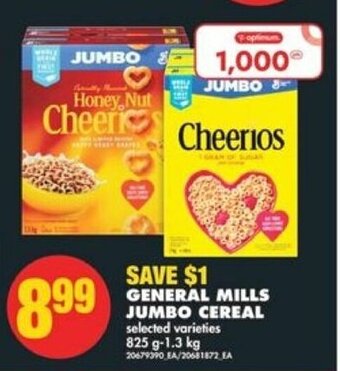No Frills GENERAL MILLS JUMBO CEREAL 825 g-1.3 kg offer