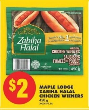 No Frills MAPLE LODGE ZABIHA HALAL CHICKEN WIENERS 450 g offer