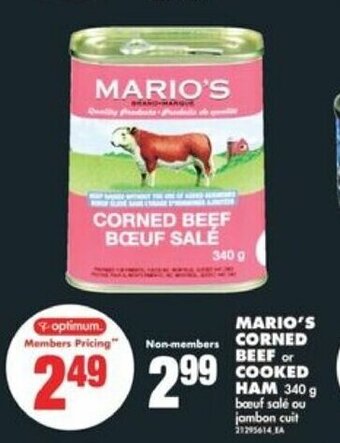 No Frills MARIO'S CORNED BEEF or COOKED HAM 340 g offer
