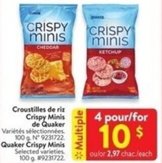 Walmart Quaker Crispy Minis 100 g offer