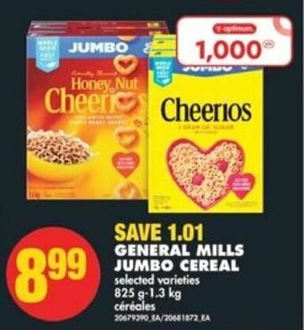 No Frills GENERAL MILLS JUMBO CEREAL 825 g-1.3 kg offer