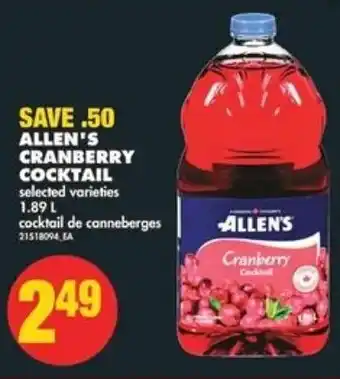 No Frills ALLEN'S CRANBERRY COCKTAIL 1.89 L offer