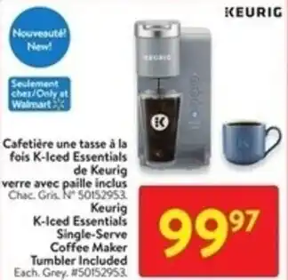 Walmart KEURIG K-Iced K-Iced Essentials Single-Serve Coffee Maker Tumbler Included Each. Grey. #50152953. offer