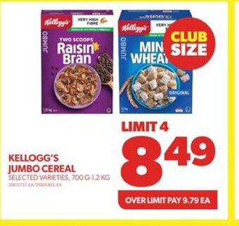 Real Canadian Superstore Kellogg's JUMBO CEREAL 700 G-1.2 KG offer
