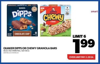 Real Canadian Superstore QUAKER DIPPS OR CHEWY GRANOLA BARS 120-156 G offer
