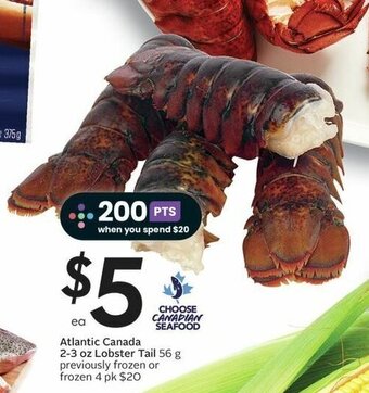 Sobeys Atlantic Canada 2-3 oz Lobster Tail 56 g offer