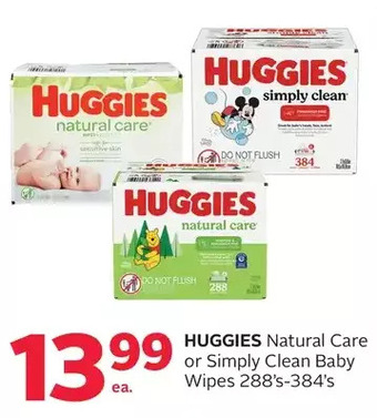 Rexall Huggies natural care or simply clean baby wipes offer