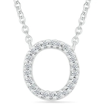 Charm Diamond Sterling silver & diamond o initial necklace offer