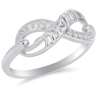 Charm Diamond Sterling silver 0.04ctw diamond mom ring offer