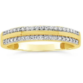 Charm Diamond 10k yellow gold 0.23ctw diamond double row stackable ring offer