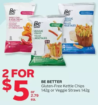 Rexall Be better gluten-free kettle chips or veggie straws offer