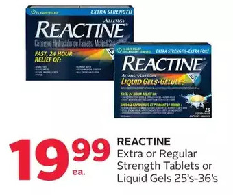 Rexall Reactine extra or regular strength tablets or liquid gels offer