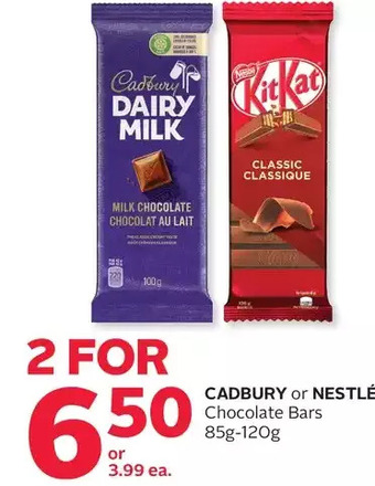 Rexall Cadbury or nestlé chocolate bars offer