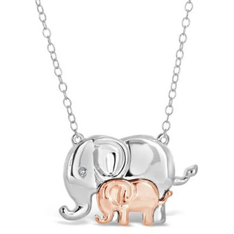 Charm Diamond Sterling silver rose gold plated diamond elephant pendant offer