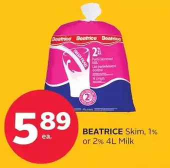 Rexall Beatrice skim, 1% or 2% milk offer