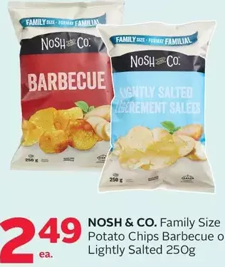 Rexall Nosh & co. family size potato chips barbecue or lightly salted offer