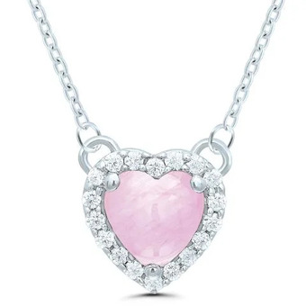 Charm Diamond Polar pink sterling silver 16 pink sapphire & diamond heart necklace offer