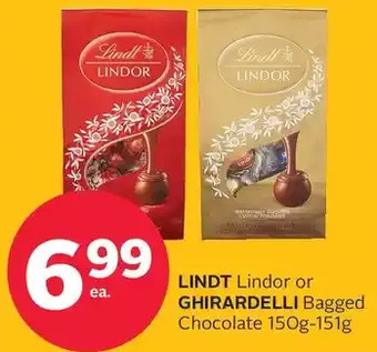Rexall Lindt lindor or ghirardelli bagged chocolate offer