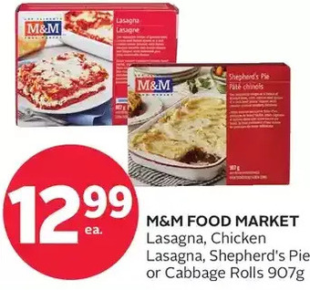 Rexall M&m food market lasagna, chicken lasagna, shepherd's pie or cabbage rolls offer