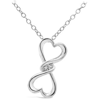Charm Diamond Sterling silver diamond double heart pendant offer