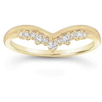 Charm Diamond 10k yellow gold stackable 0.15ctw chevron band offer