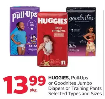 Rexall Huggies, pull-ups or goodnites jumbo diapers or training pants offer