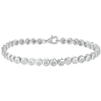 Charm Diamond Sterling silver 0.09ctw diamond bezel set bracelet offer