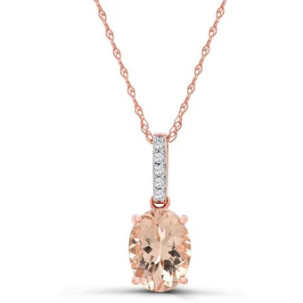 Charm Diamond 10k rose gold 18 morganite and diamond pendant offer