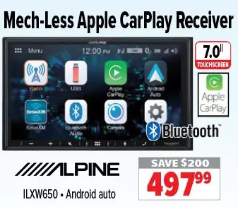 2001 Audio Video Alpine mech-less apple carplay receiver offer