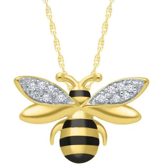 Charm Diamond 10k yellow gold diamond bee pendant offer