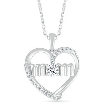 Charm Diamond Sterling silver created white sapphire 18 mom pendant offer