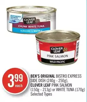 Shoppers Drug Mart Ben's original bistro express side dish, clover leaf pink salmon or white tuna offer