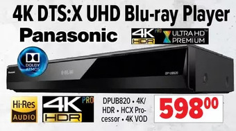 2001 Audio Video Panasonic 4k dts:x uhd blu-ray player offer