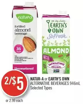 Shoppers Drug Mart Natur-a or earth's own alternative beverages offer