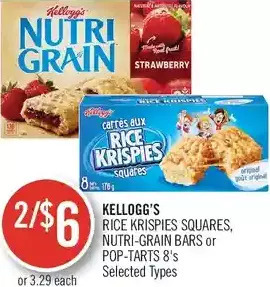 Shoppers Drug Mart Kellogg's rice krispies squares, nutri-grain bars or pop-tarts offer
