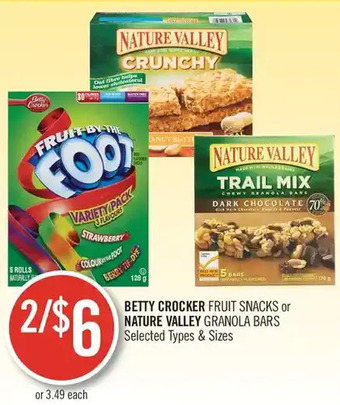 Shoppers Drug Mart Betty crocker fruit snacks or nature valley granola bars offer