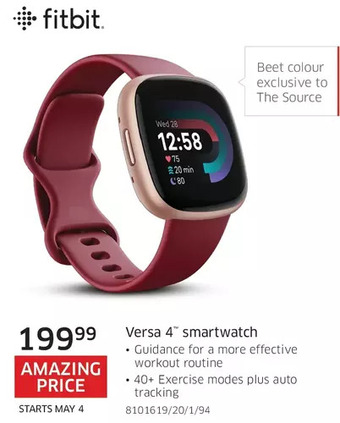 The Source Fitbit versa 4 smartwatch offer
