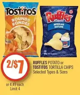 Shoppers Drug Mart Ruffles potato or tostitos tortilla chips offer