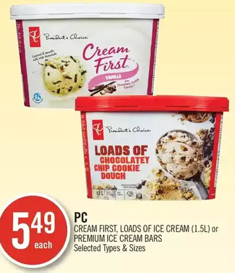 Shoppers Drug Mart Pc cream first, loads of ice cream or premium ice cream bars offer