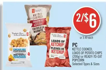 Shoppers Drug Mart Pc kettle cooked, loads of potato chips or ready-to-eat popcorn offer