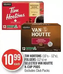 Shoppers Drug Mart Tim hortons, folgers or van houtte k-cup pods offer