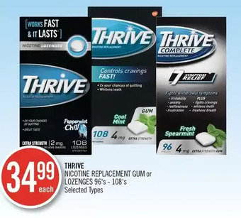 Shoppers Drug Mart Thrive nicotine replacement gum or lozenges offer
