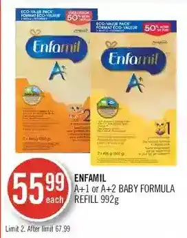 Shoppers Drug Mart Enfamil a+1 or a+2 baby formula refill offer