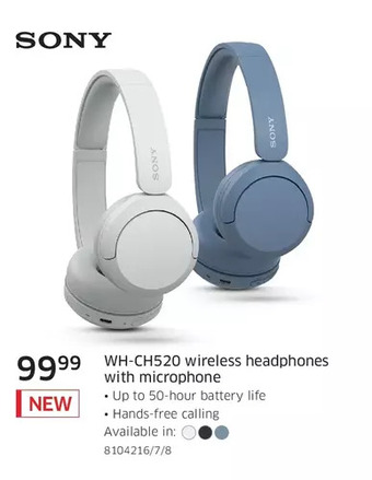 The Source Sony wh-ch520 wireless headphones with microphone offer