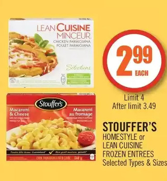 Shoppers Drug Mart Stouffer's homestyle or lean cuisine frozen entrees offer
