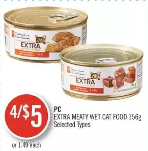 Shoppers Drug Mart Pc extra meaty wet cat food offer
