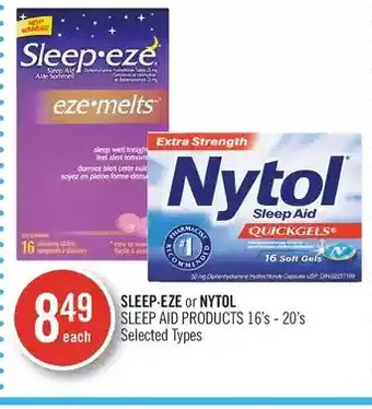 Shoppers Drug Mart Sleep-eze or nytol sleep aid products offer