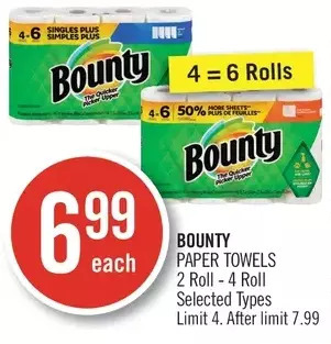 Shoppers Drug Mart Bounty paper towels offer